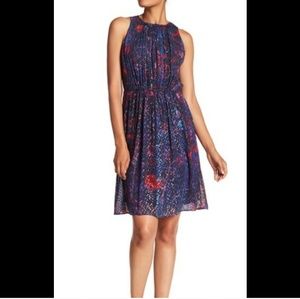 NWOT multi color mid length dress. Size 8